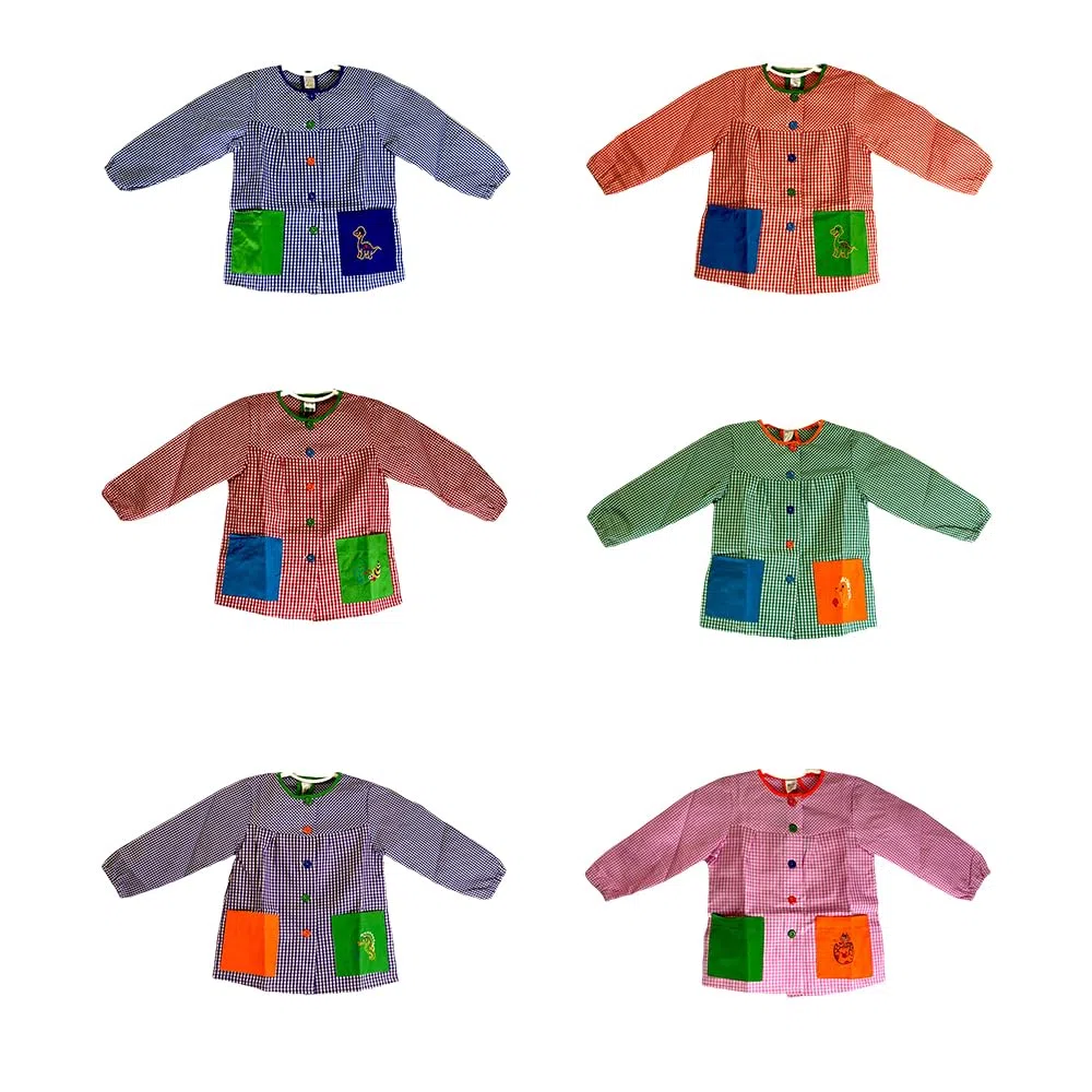 PLUS HOME Bordado Bata Colegio infantill Baby con Botones con Nombre Personalizado,Ideal para Colegio Regalo 2-14 Años