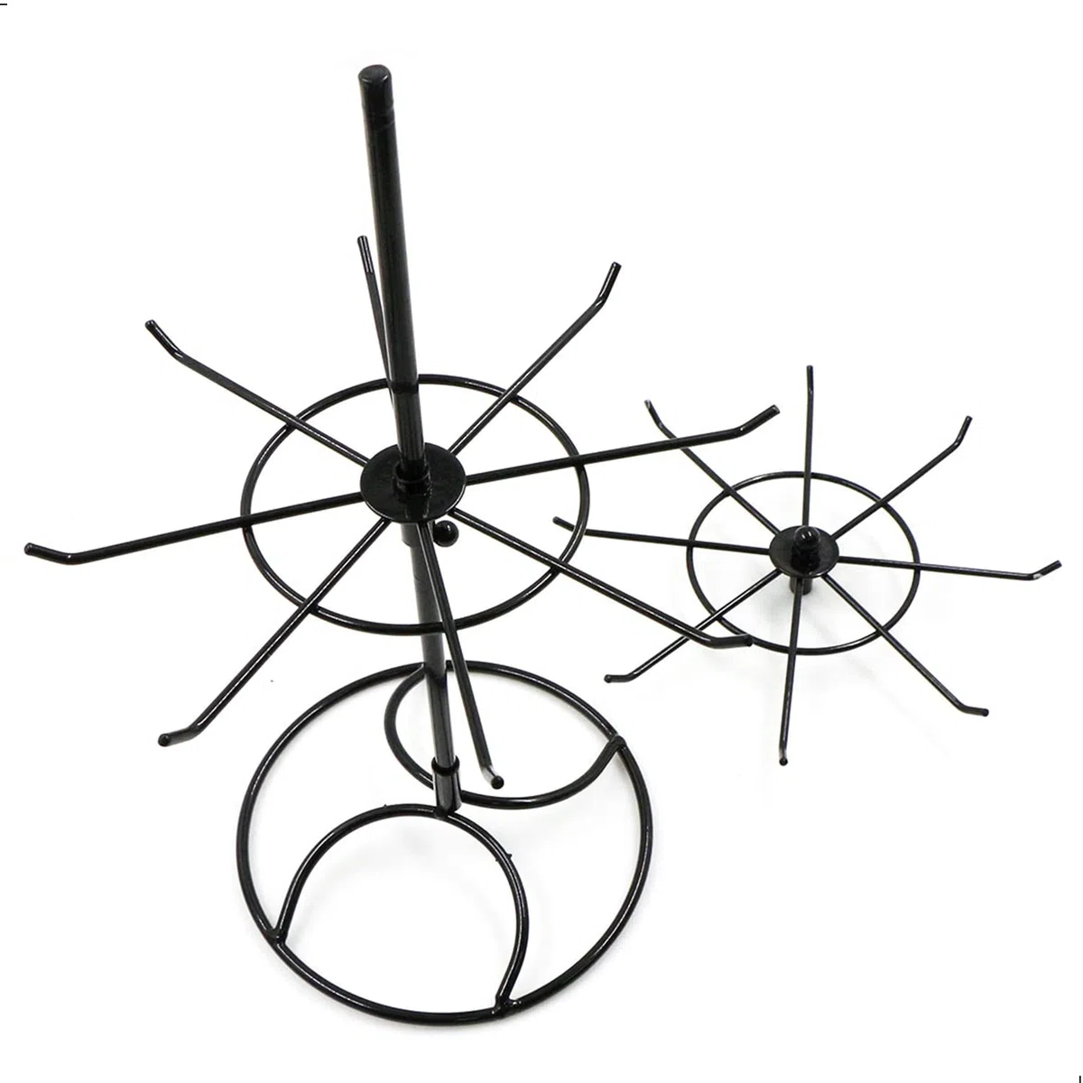Soporte De Joyería Expositor Giratorio - Metal Para Collar, Redondo 2 Niveles Cadena Colgar Pendientes, Anillos, Pulseras, Relojes, Accesorios, Se Puede Desmontar, Negro