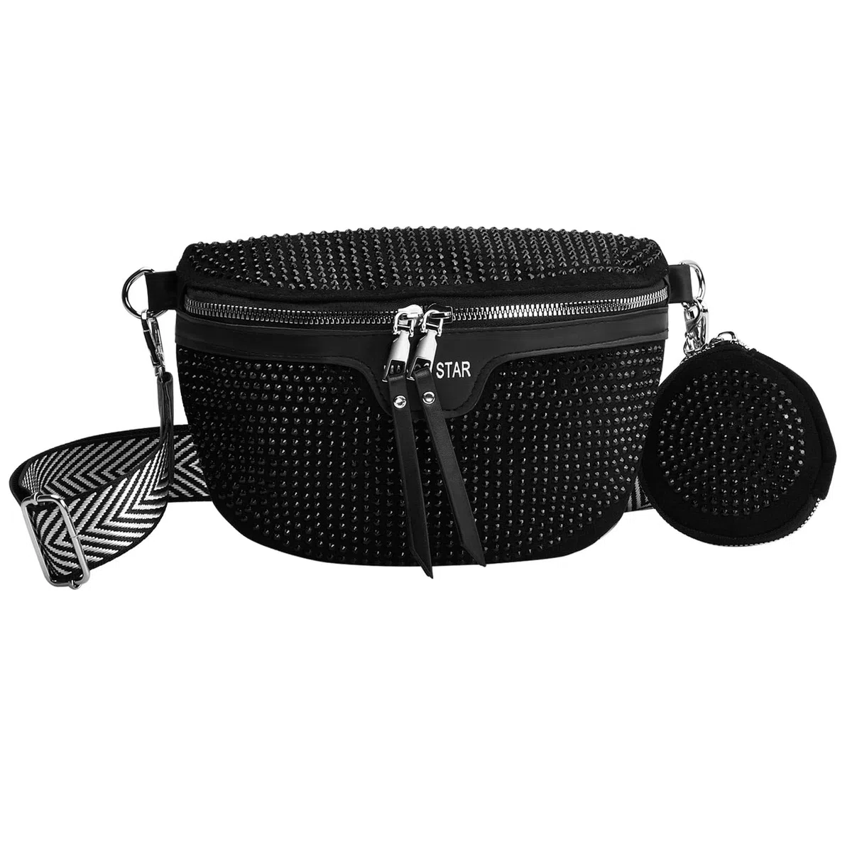 Riñoneras Mujer, Bolso Bandolera Mujer Negro, Riñonera Mujer Piel, Bolsa de Cinturón Moda, Bolso Bandolera Bolso de la Cintura, Bolso Mujer Bandolera para Viaje Trabajo Fiesta