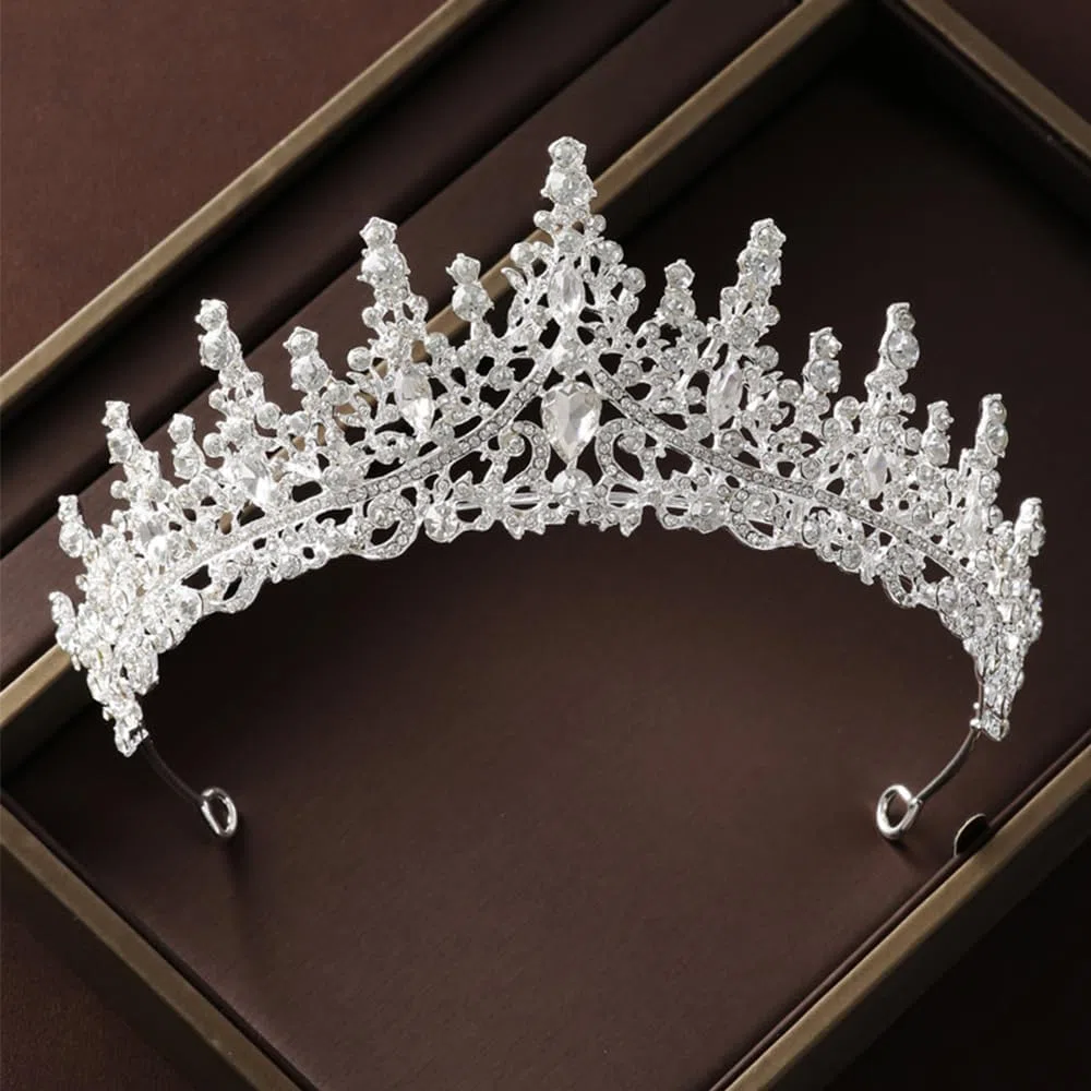 Elegante Set de Joyería de Novia de 3 Piezas con Corona Brillante Collar en V y Pendientes de Gota Joyería de Lujo para Bodas y Ocasiones Especiales