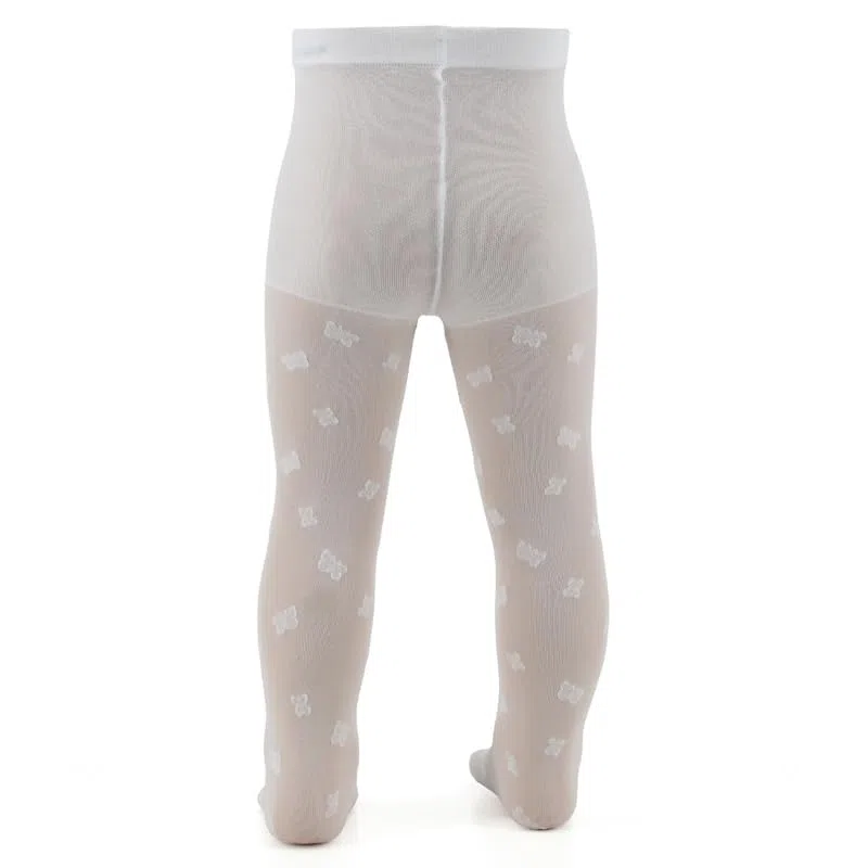 AQUILONE Medias Bella para Recién Nacido, Leotardos Transparentes con Bordado de Corazón para Fiesta – Made in Italy