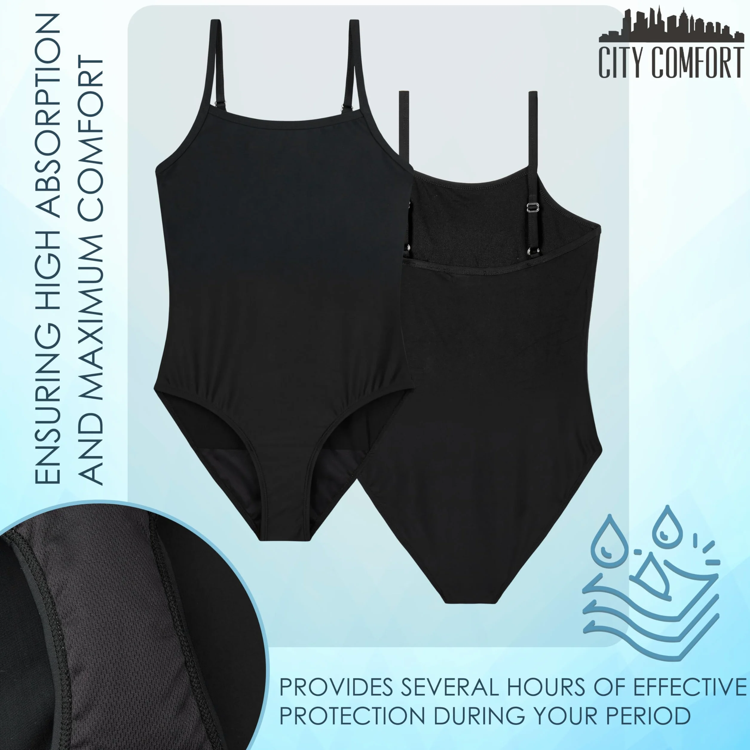 CityComfort Bañador Menstrual Niña y Adolescentes para Traje de Baño Tirantes Ajustables Protección Absorbente UPF 50+