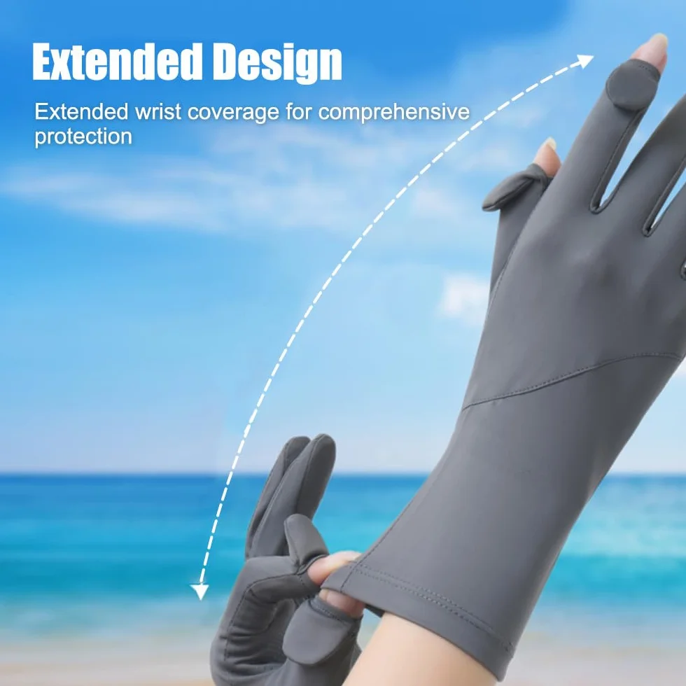 Mioyow - Guantes de protección UV para mujer, guantes de conducción finos, de seda helada, transpirable, guantes antideslizantes, pantalla táctil para conducción, ciclismo, senderismo, pesca