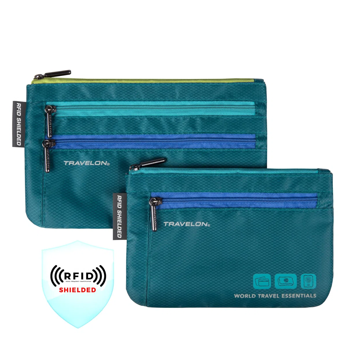 Travelon World Travel Essentials - Juego de 2 Carteras para Monedas y pasaportes