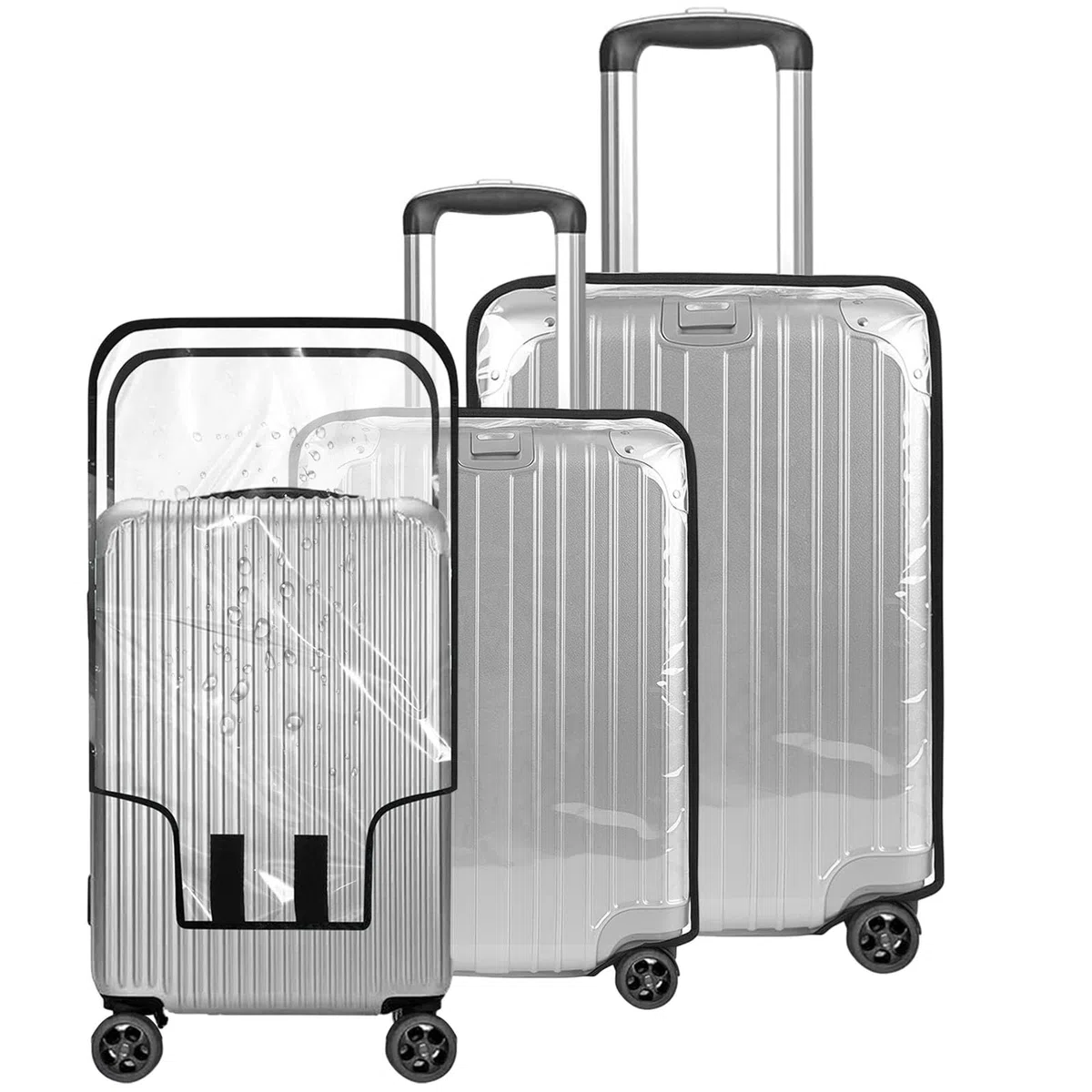 3 Piezas Fundas Maleta PVC Transparentes 20, 24 y 28 Pulgadas Cubierta de Maleta Protector de Equipaje Impermeables Antipolvo Protector Equipaje Reutilizable para Viaje