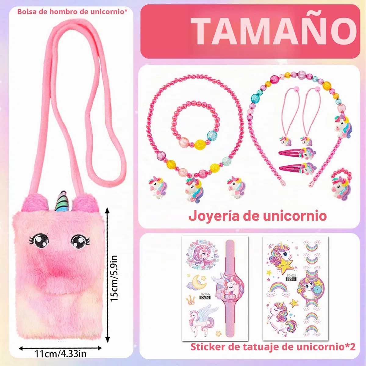 Juego de 10 bolsos de unicornio para niñas, bolso de mano de unicornio, juego de joyas para cumpleaños, Pascua, carnaval, regalo para niñas 2, 3, 4, 5, 6, 7 años