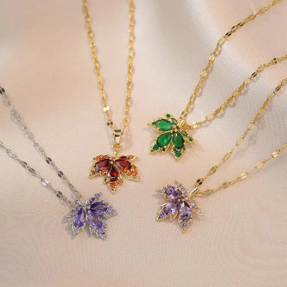 Exquisito Collar con borlas de Mariposa y circonitas con microincrustaciones para Mujer, Gargantilla de clavícula de Acero Inoxidable con Flor de Luna