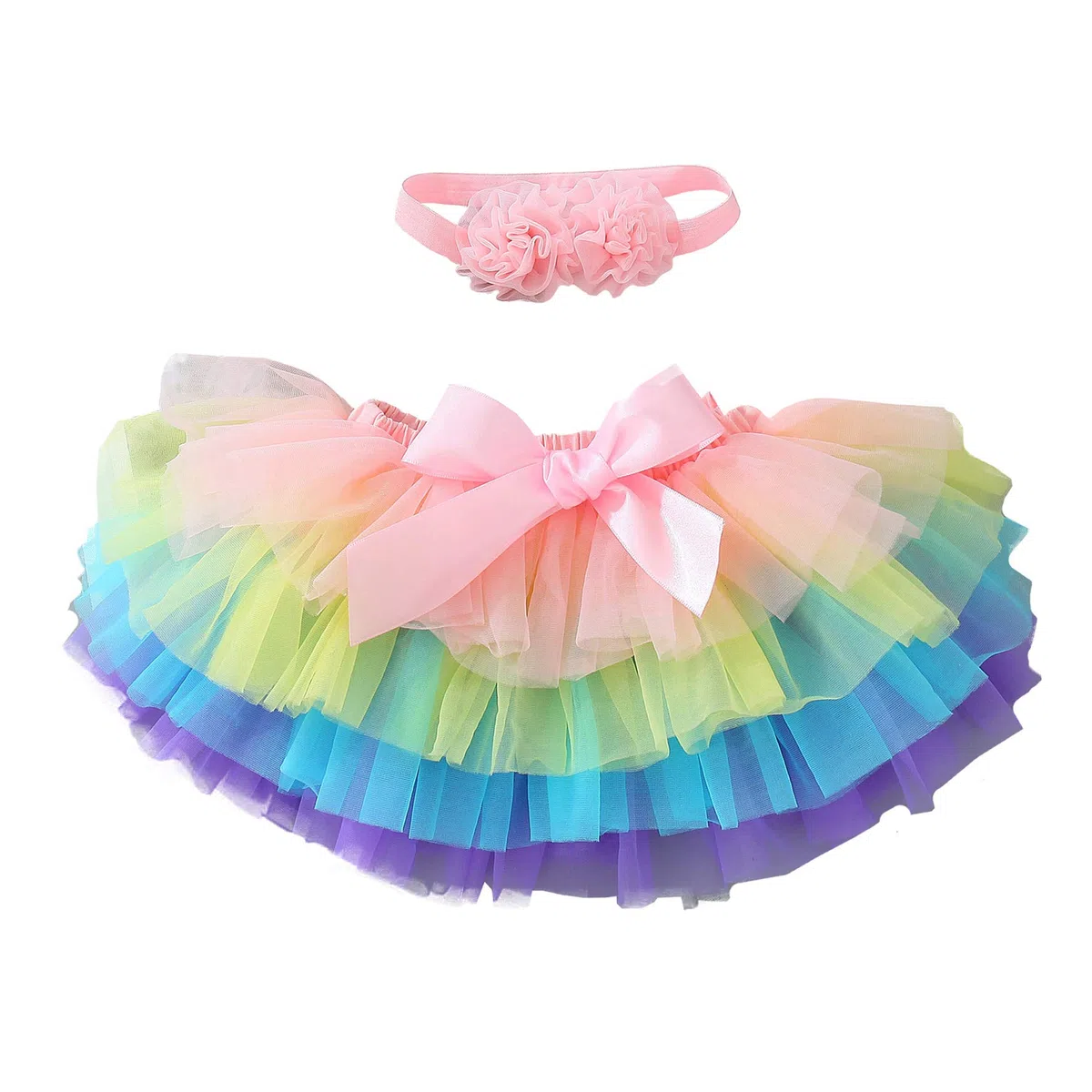 Falda de tutú para bebé y niña, falda de tul de princesa, minifalda para fotos de bebé, falda de ballet para fotografía de cumpleaños + diadema