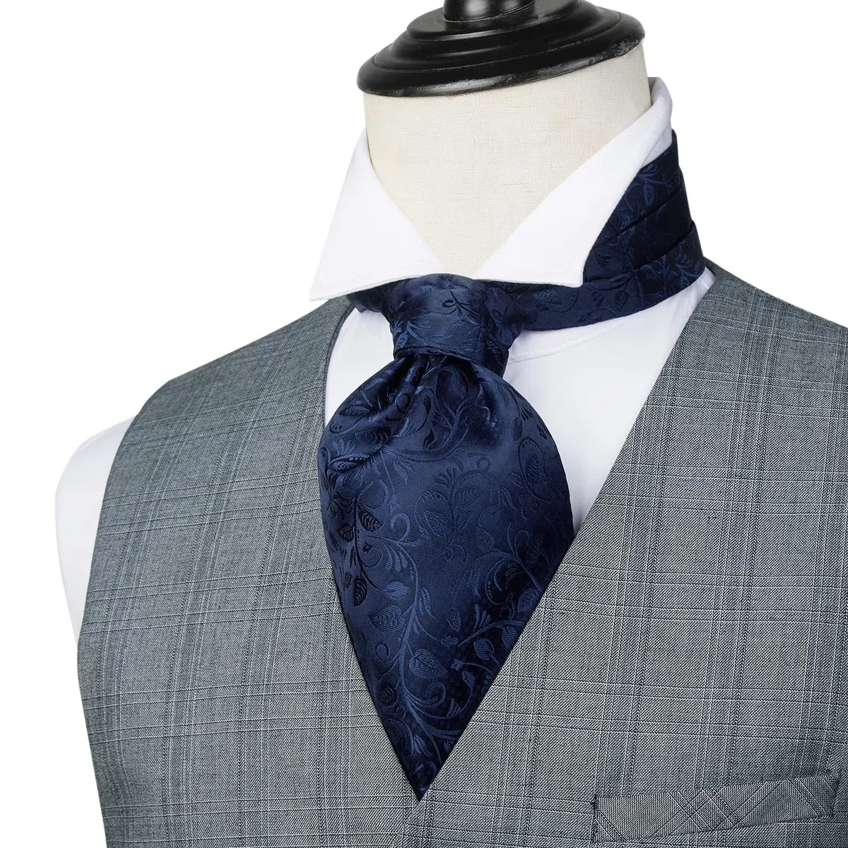 HISDERN Corbata Ascot Hombre Lunares Elegante Pañuelo Ascot Hombre para Traje Pañuelo de Cuello y de Bolsillo Conjunto para Fiesta Business Boda