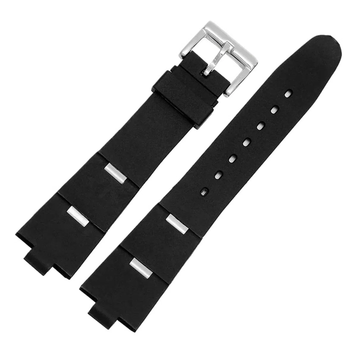 Correa de reloj goma compatible con Bulgari, correa silicona convexa 22 x 8 mm y 24, negra for mujer