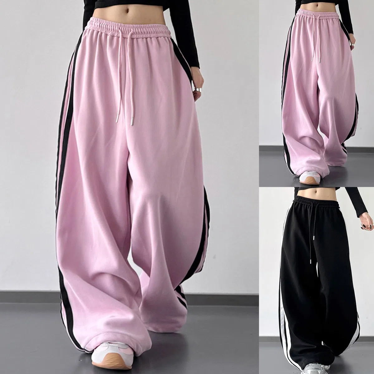 Pantalones de Baile Hip-Hop para Mujer Pantalones Deportivos de Corte Casual Pantalones de Trabajo Casual Jogger de Piernas Anchas Traje de Danza Urbana Pantalones sueltos de Corte Sable