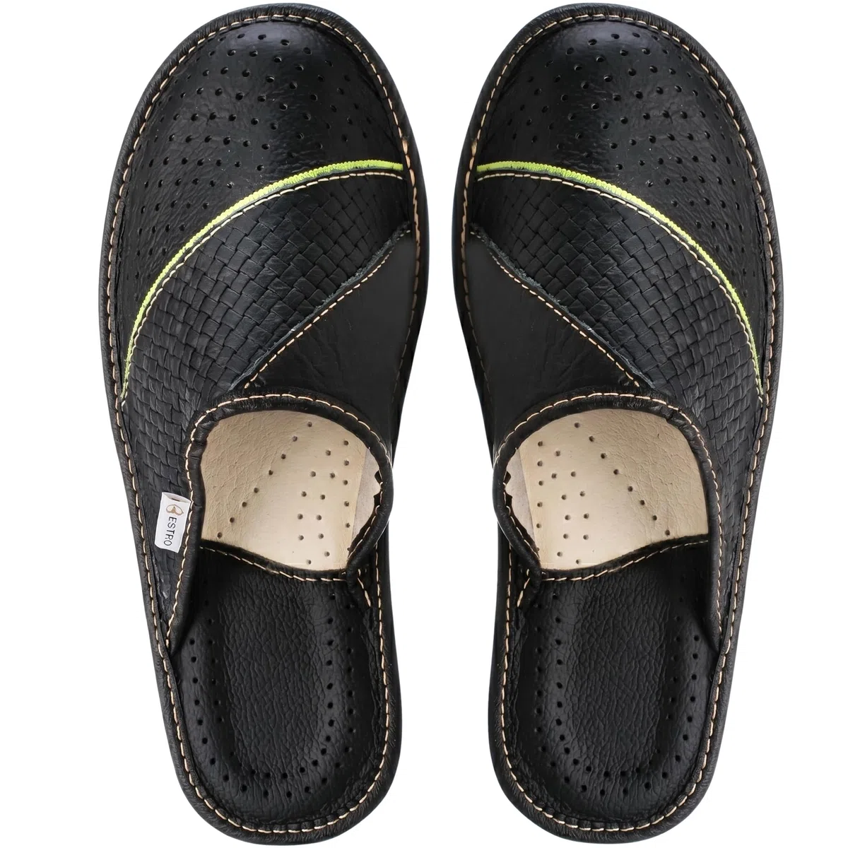 ESTRO Zapatillas De Casa De Hombre Pantuflas Casa Hombre Piel Genuina M66