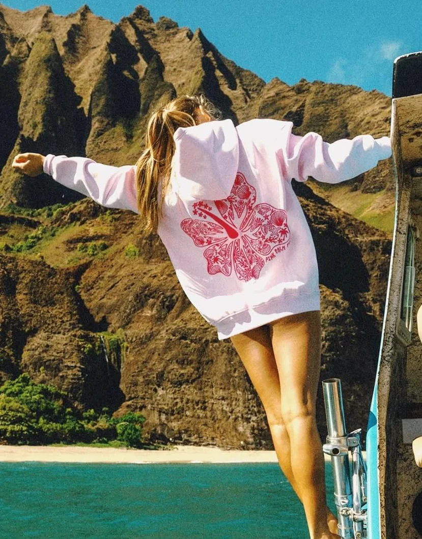 Hawaiian Hibiscus Sudadera con Capucha de Moda Y2K para Mujer