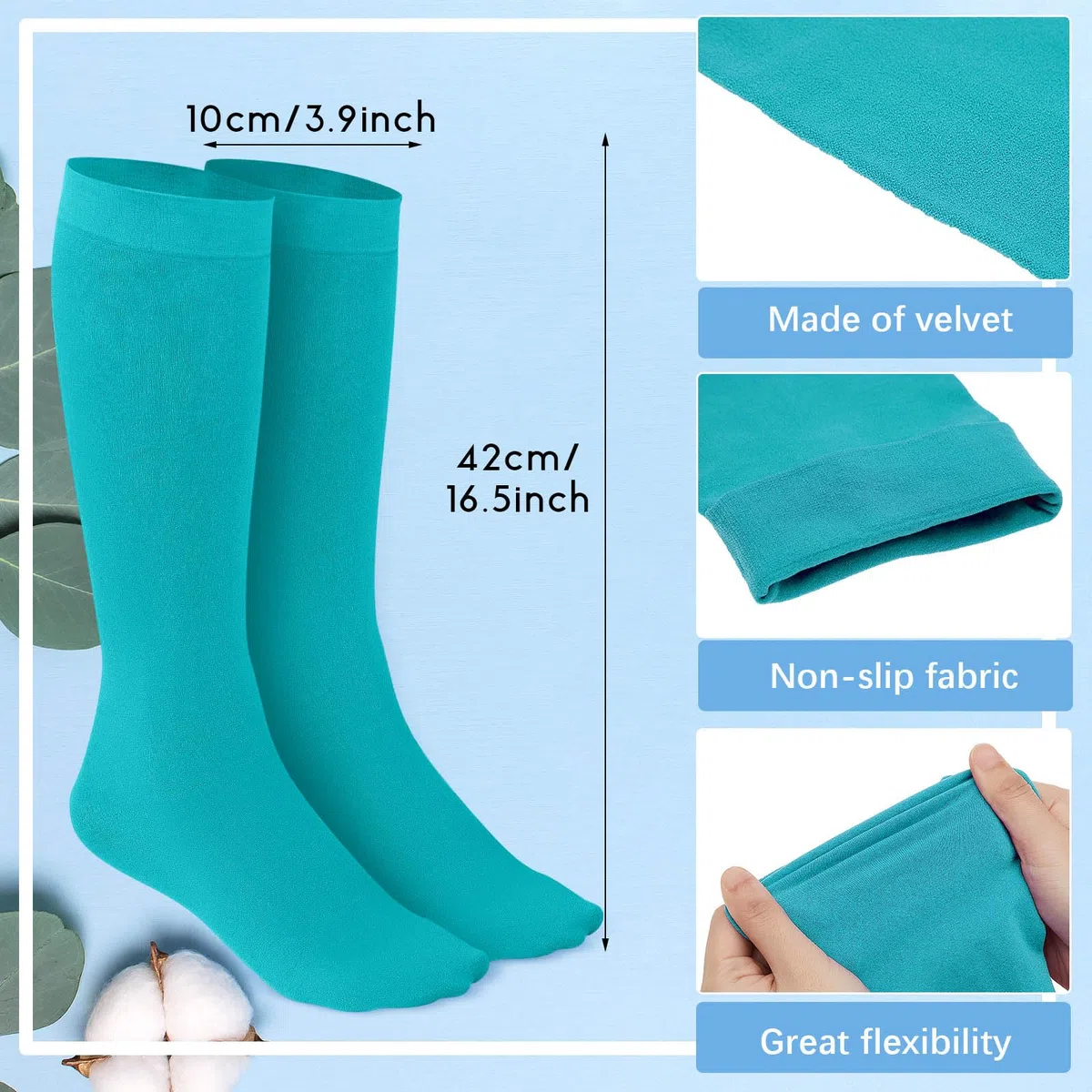 Handepo 4 pares de calcetines de patinaje artístico, medias altas, calcetines de patinaje de nailon para patinaje sobre hielo y danza