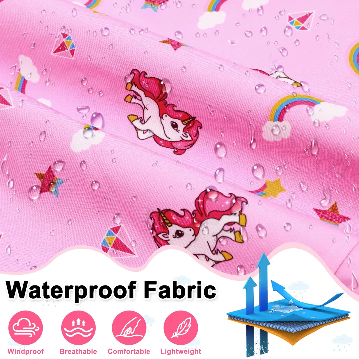 Pantalon Impermeable Niño Niña Pantalón de Lluvia Transpirable Pantalón Barro Reflectante 1-10 años