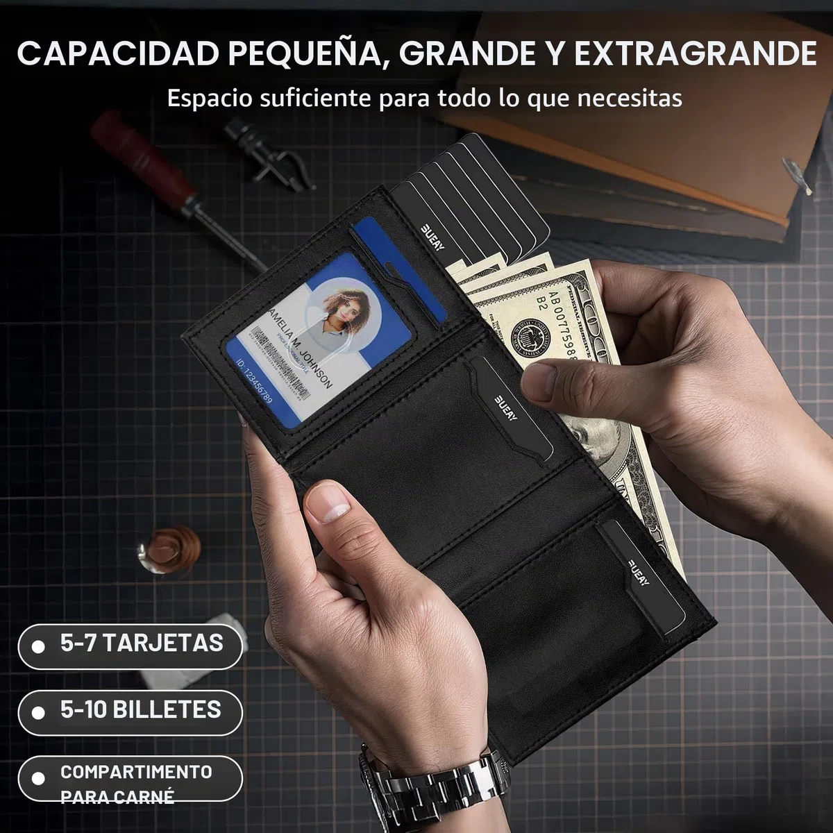 Carteras para Hombre,Cartera Tarjetero Hombre con Bloqueo RFID,Tarjeteros para Tarjetas de Credito,Tarjetero Cartera Hombre con Monedero,Compartimento para Billetes y Monedas y ID Ventana