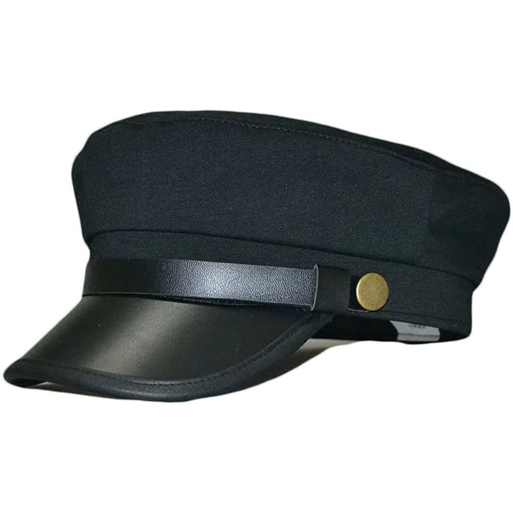 sombrero de pescador clásico británico unisex con parte superior plana, sombrero de chófer, gorra de disfraz, para hombres y mujeres (negro)