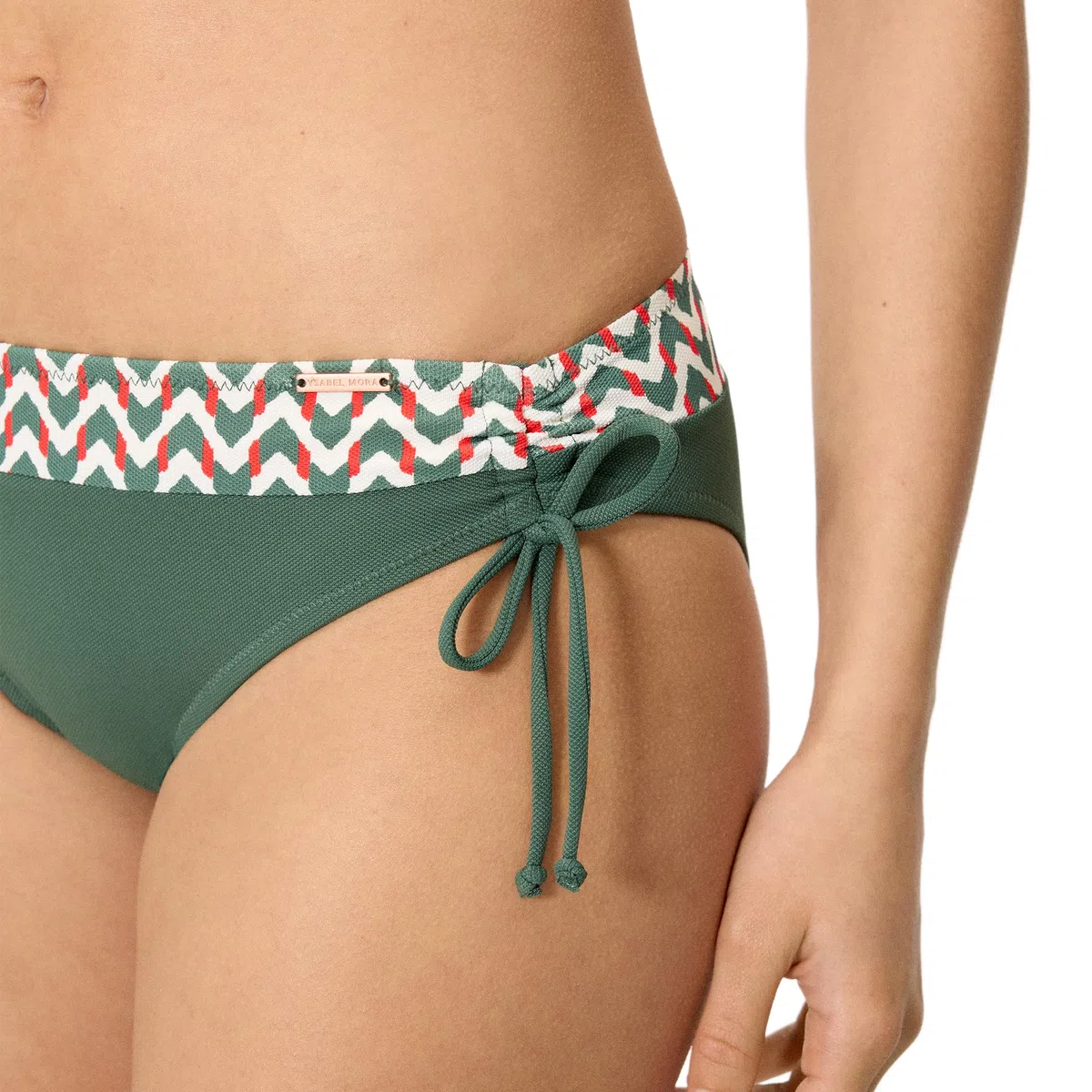 YSABEL MORA. Braga Bikini Midi Micropiqué Estampada. Braga De Bikini Midi Reductora con Compresión en Abdomen,Laterales Ajustables. Mini Me Disponible En Tallaje Infantil .Colección Sunset.