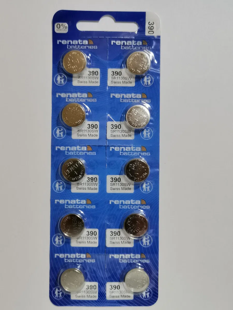 Renata libre de mercurio 390 SR1130SW pila de reloj fabricada en Suiza 1,55 V – 10 unidades