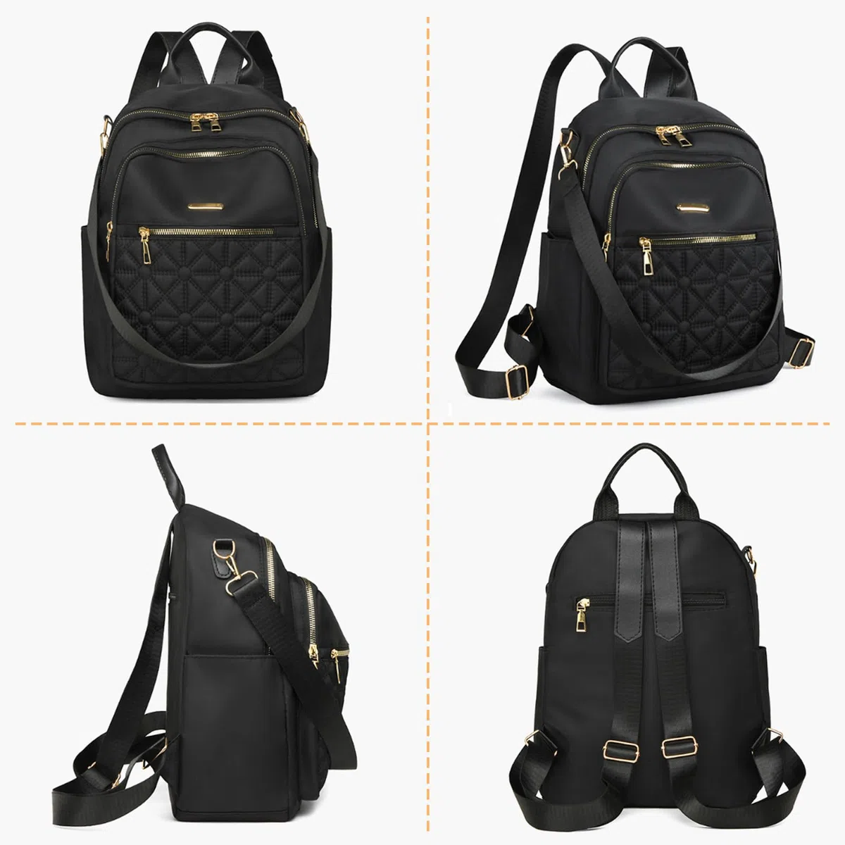 Mochila Antirrobo para Mujeres y Chicas, Bolso Mochila Multifuncional Casual, Bolsa de Viaje Casual, Bandolera Multifuncional, Adecuado para Viaje Escuela Compras y Trabajo, Negro