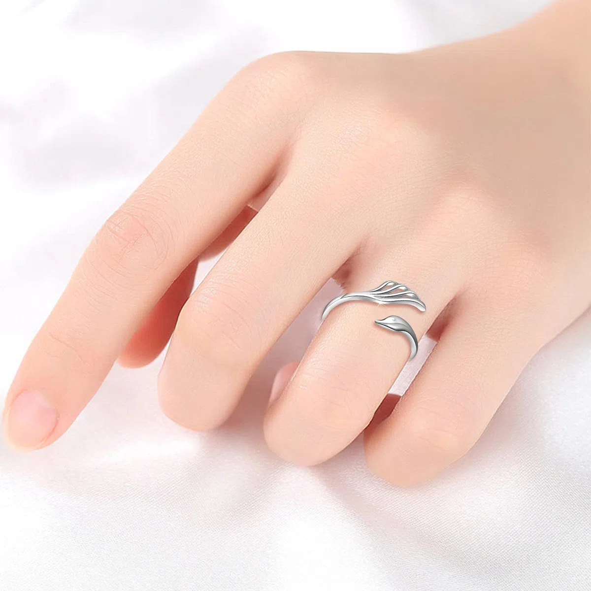 Anillo Plata de Ley 925 Ajustable Anillo Fénix, Anillo de Ala para Mujeres Niñas