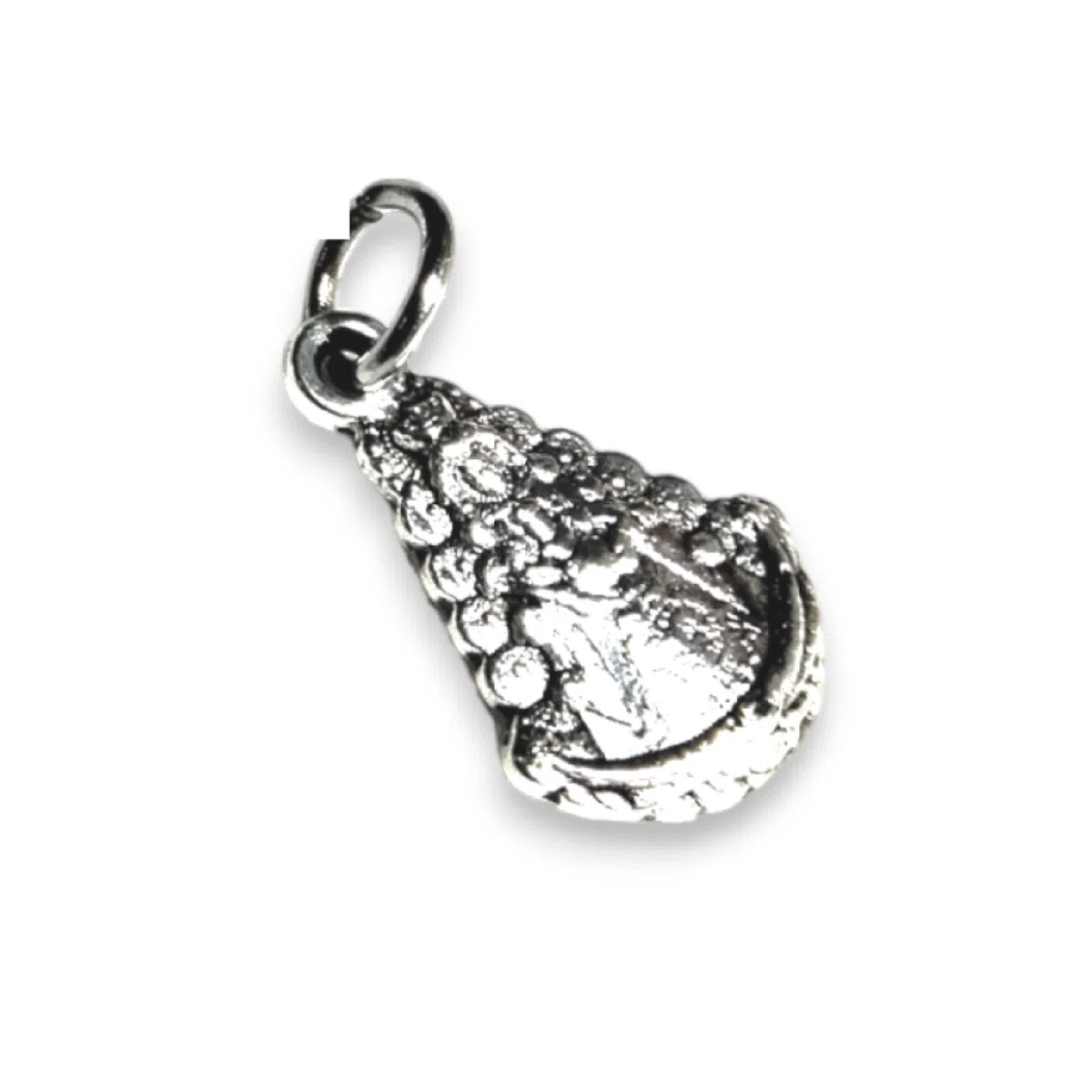 Medalla Virgen del Rocío 10 Colgantes Chapados en Plata de Ley 925/1000 + Bolsa Yute Artesanal Hechas a Mano, Joyería Religiosa, Fabricado en España