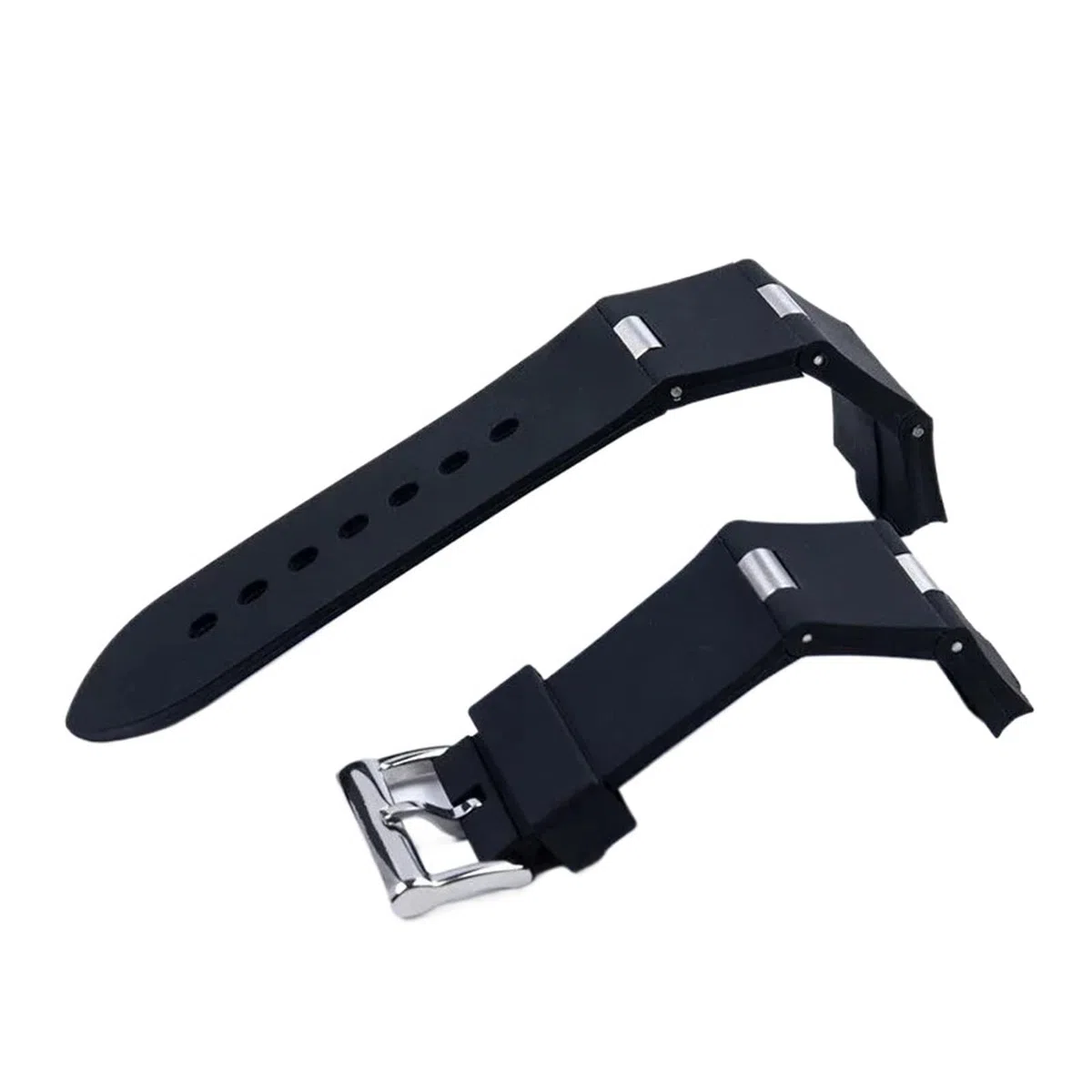 Correa de reloj goma compatible con Bulgari, correa silicona convexa 22 x 8 mm y 24, negra for mujer