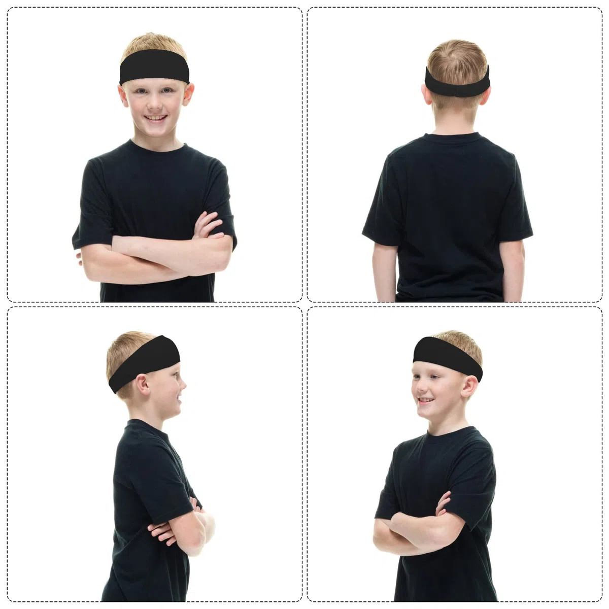 WLLHYF 2Pcs Sports Headbands Kids Athletic Sweatbands Elastic Breathable Wicking Hairband Football Headbands Sweat Absorbing Workout Headbands for Youth Boys Girls Basketball Running Exercise
