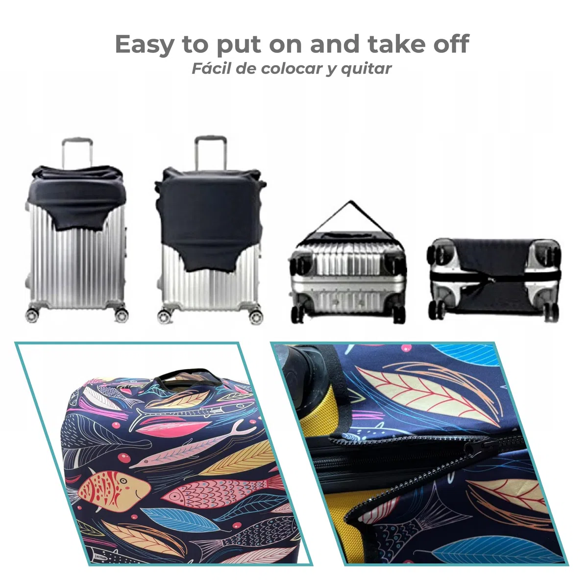 Funda para Maleta de Viaje – Luggage Cover Elástica, Lavable y Reutilizable – Poliéster + Spandex – 4 Tamaños (S, M, L, XL) – para Maleta de Cabina, Mediana o Grande – Cubre Equipaje (S)