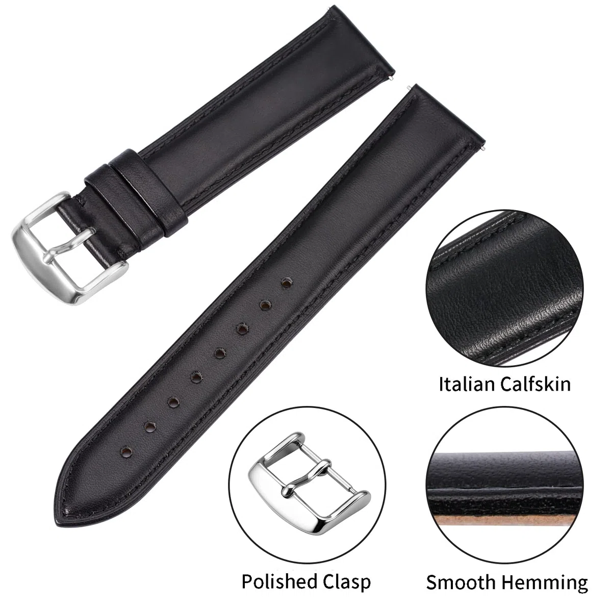 Tstrap Correa Reloj Cuero - Correa Piel - Correa de instalación rápida - Correa de Repuesto Inteligente para Hombres y Mujeres - 14 mm 16 mm 18 mm 19 mm 20 mm 21 mm 22 mm 23 mm 24 mm
