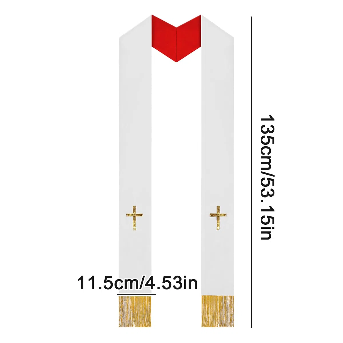 Chaleco de estola de sacerdote, bufanda reversible bordada con borlas, accesorio unisex para iglesia de pastor, ropa de culto litúrgico, ropa de ministro para adultos, para ceremonia de bautizo