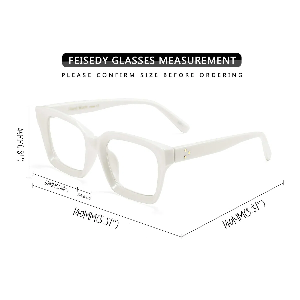 FEISEDY Gafas Cuadradas Clásicas con Lentes Transparentes para Mujeres y Hombres Gafas de Montura Vintage B2461