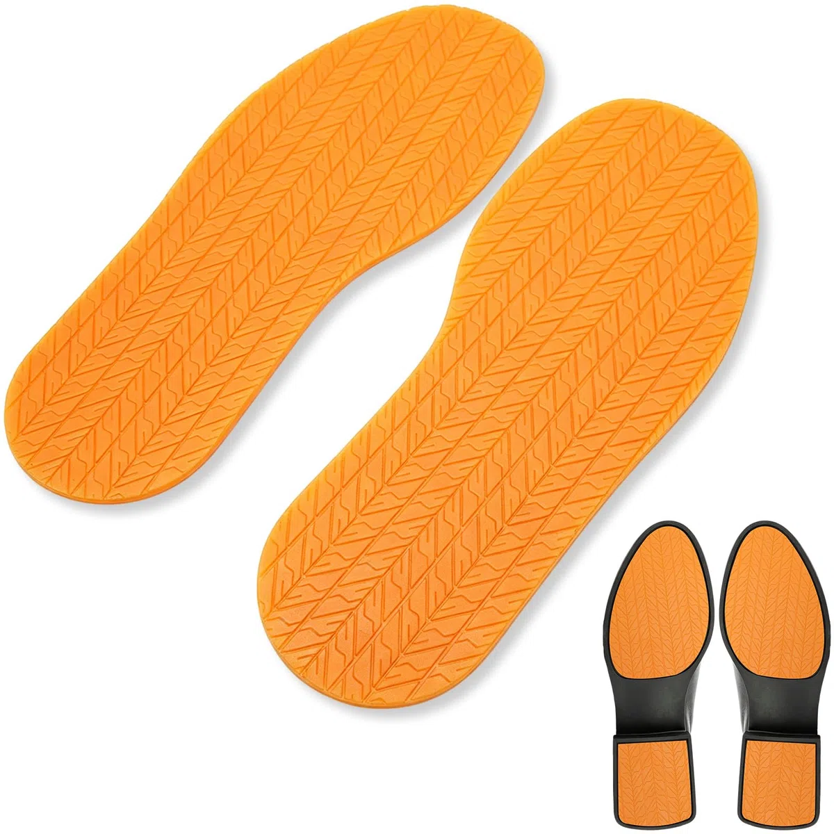 1 Par de Suelas Completas de Goma Antideslizantes, Reparación y Reemplazo para Zapatos, Material para DIY (Color Naranja)