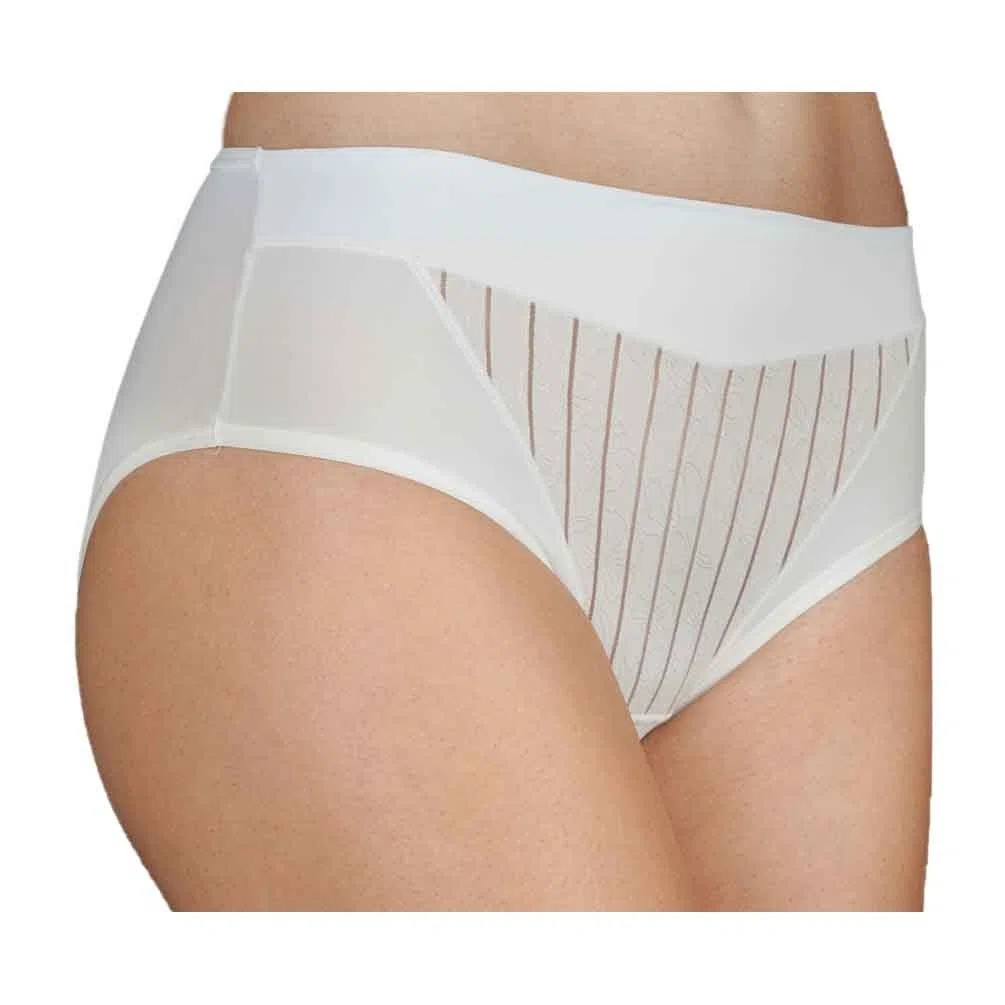 Selene, Braga de Mujer Cintura Alta Ligeramente Contenedora, Braguita Efecto Moldeador con Motivo Floral a Rayas, Colección Mariluz