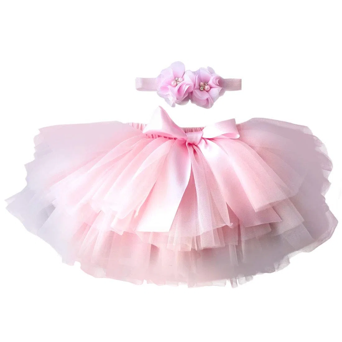 Recién Nacido Bebé Niña Falda de Tutú +Cinta de Pelo de Flores Accesorios de Fotografía Prop Trajes Ropa para Fiestas Cumpleaños Boda