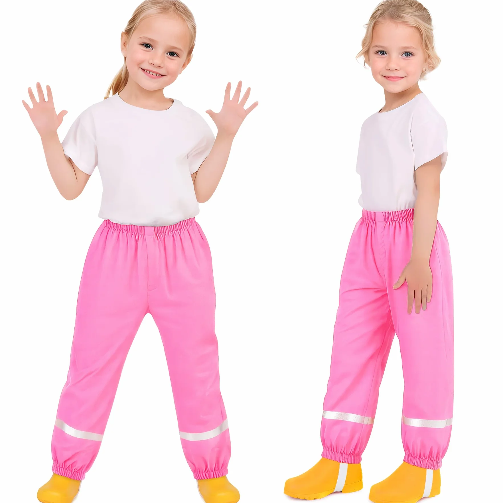 Pantalon Impermeable Niño Niña Peto de Lluvia Plegable Ligero Pantalón de Lluvia Transpirable Pantalón Barro Reflectante 1-10 años