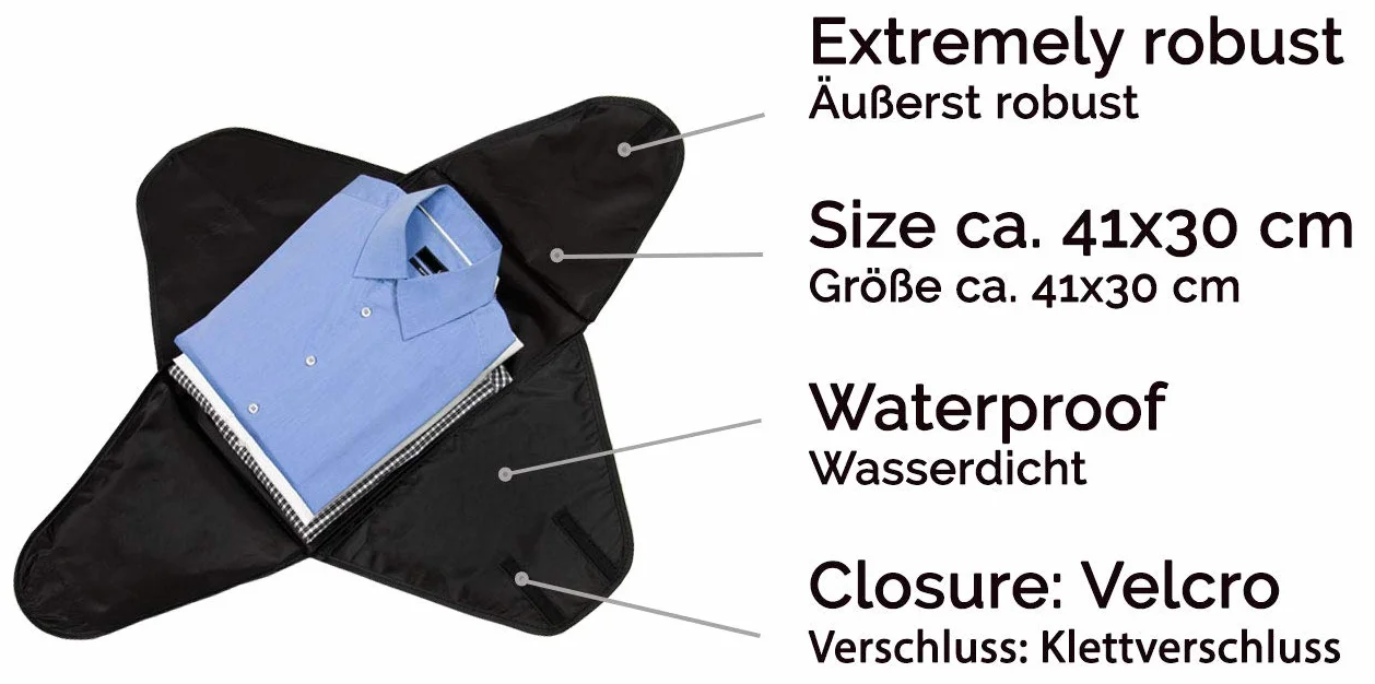 Zollner 3 organizadores de camisas para maleta, 43x30 cm, impermeables