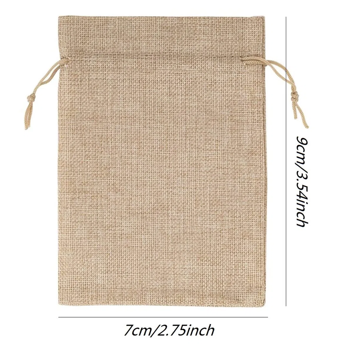 LATRAT 50 bolsas de yute con cordón, 9 x 7 cm, para joyas y regalos, lino y algodón, para bodas y dulces