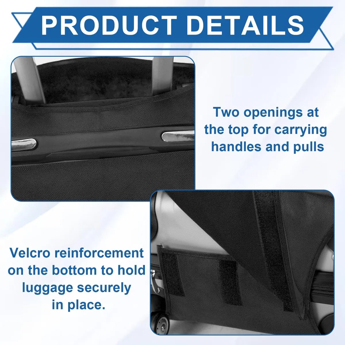 Funda Maleta, Fundas Maletas de Viaje, Protectora de Equipaje de Viaje con Bolsillo, Impermeables Cubreequipajes Cover, Lavable, Reutilizable, Negra, 2 Piezas (20inch+24inch)
