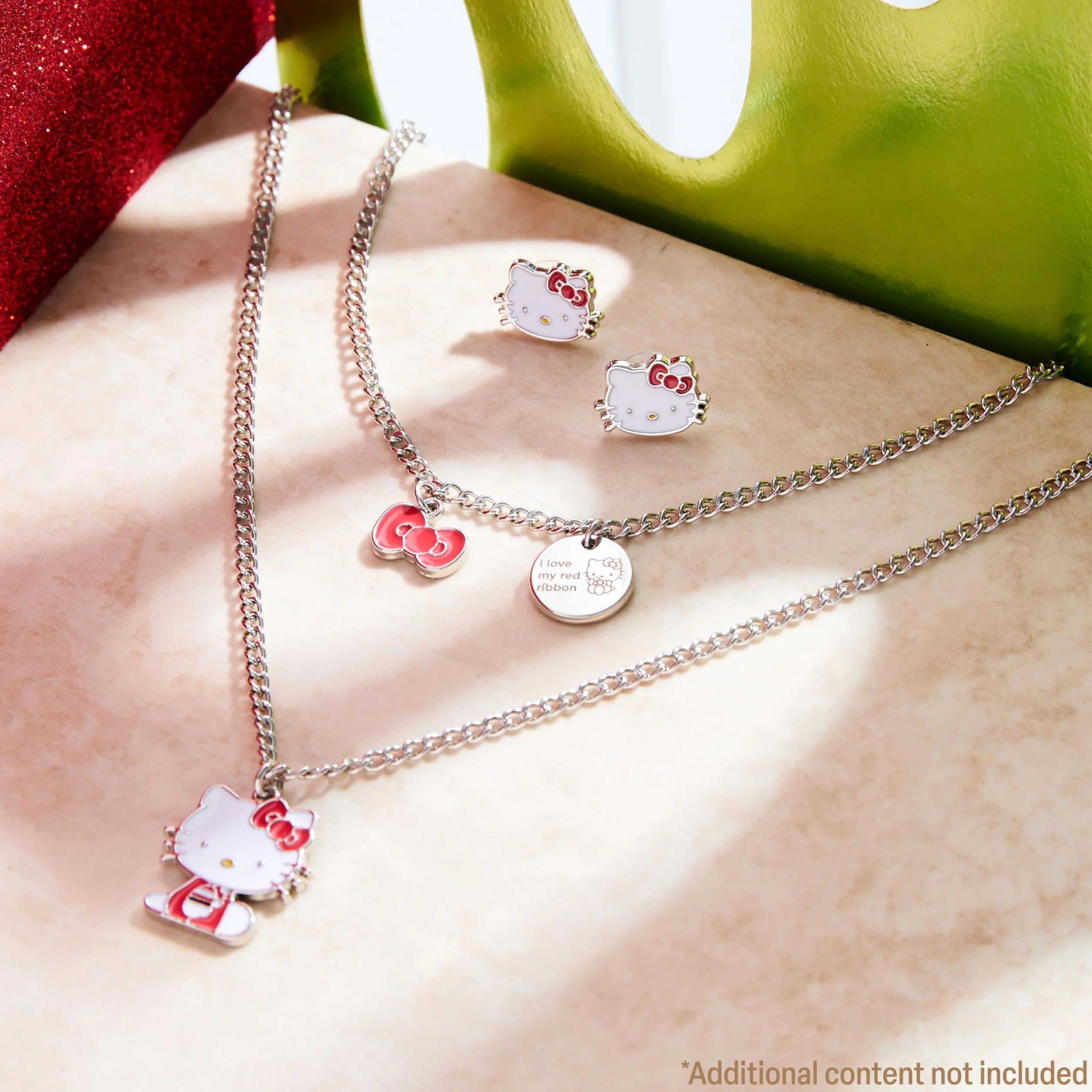 Hello Kitty Conjunto de Joyas para Niñas y Adolescentes – Colgante, Pulsera y Juego de Pendientes
