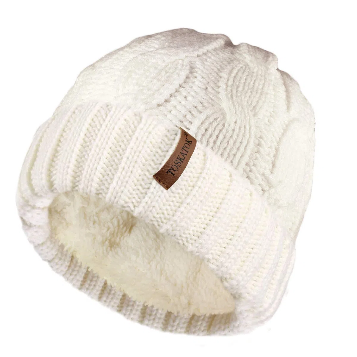 TOSKATOK Sombrero de Punto Grueso para Mujer, con Forro Polar y pellizco de Piel sintética Desmontable ...