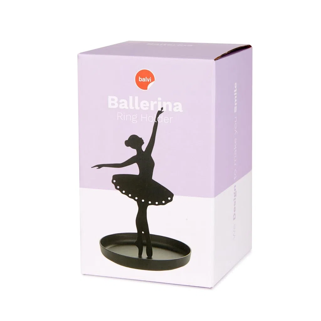 Balvi Porta anillos Ballerina Color negro Soporte de joyas de silueta de bailarina Metal