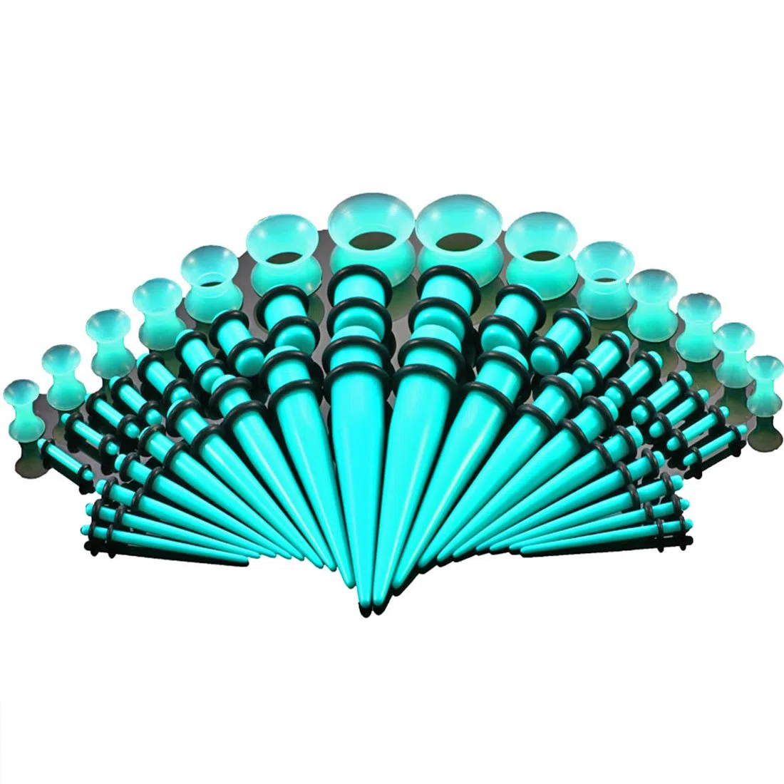 BOOM 50 Piezas Ear Gauges Stretching Kit Túneles de Silicona 14G-00G + Tapones y Tapones de Acrílico Juego de Expansores de Orejas Joyas de Perforación Corporal