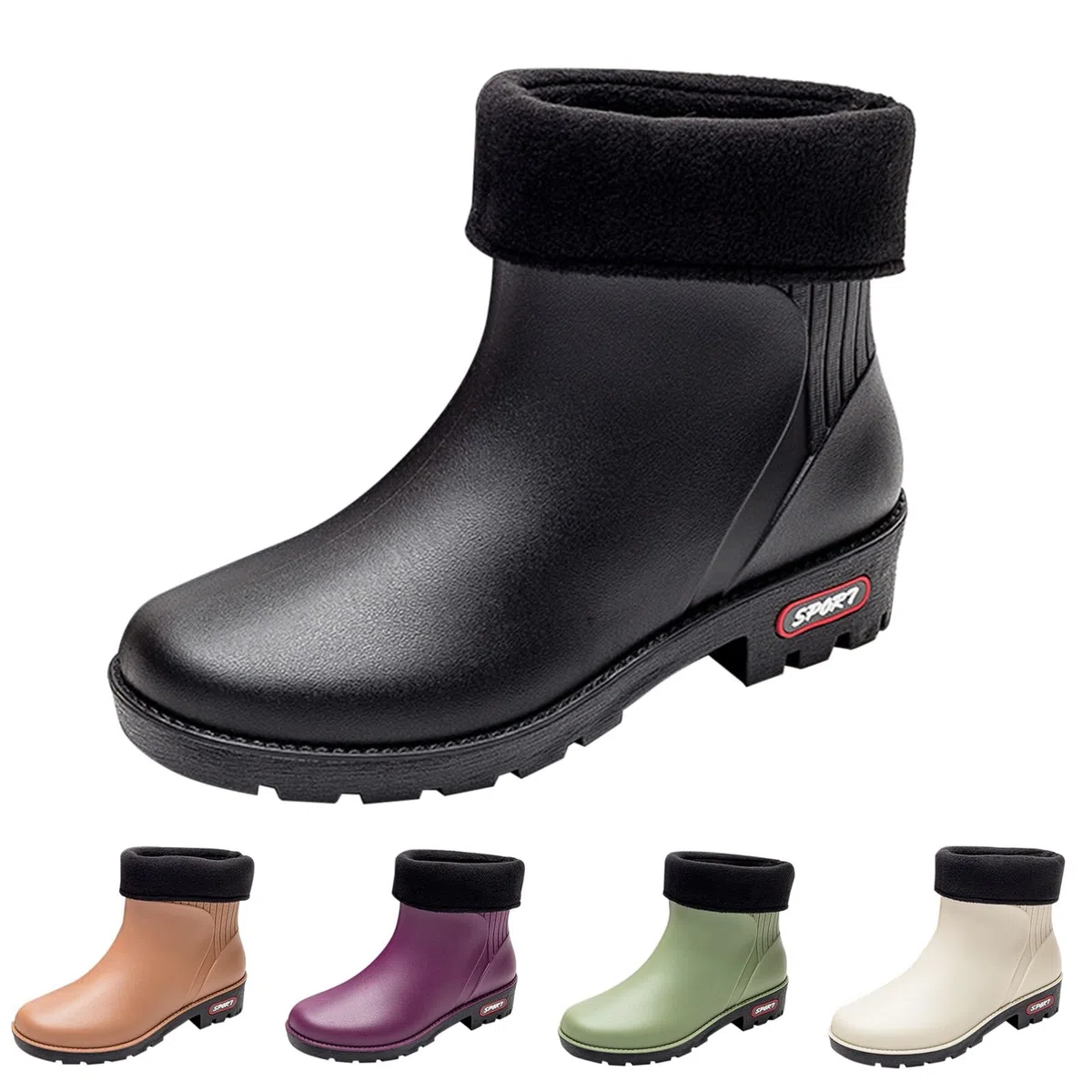 riou Botas De Lluvia Comodas Zapatos De Jardin Botines De Goma Rain Boots Antideslizante Tobillo Boots Flexible Y Antideslizante Marrón Gris Rojo Rosa Blanco