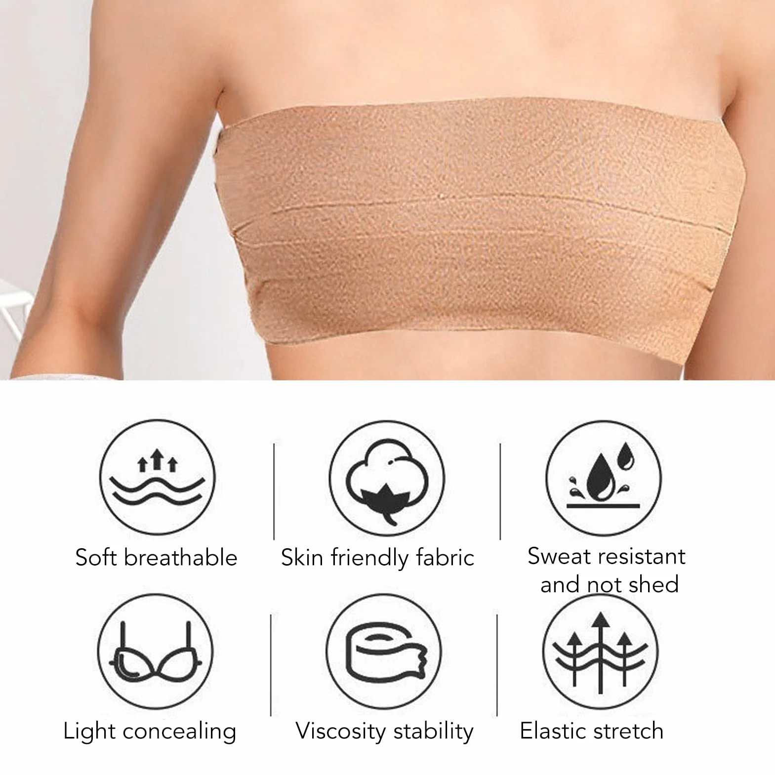 Cinta mamaria, Cinta Sujetador Autoadhesivo para Pecho Gran Cinta Corporal Prueba Sudor para Vestido sin Tirantes, Cinta Invisible, Pre Tape Venda Deportiva Underwrap Para Levantamiento De Senos