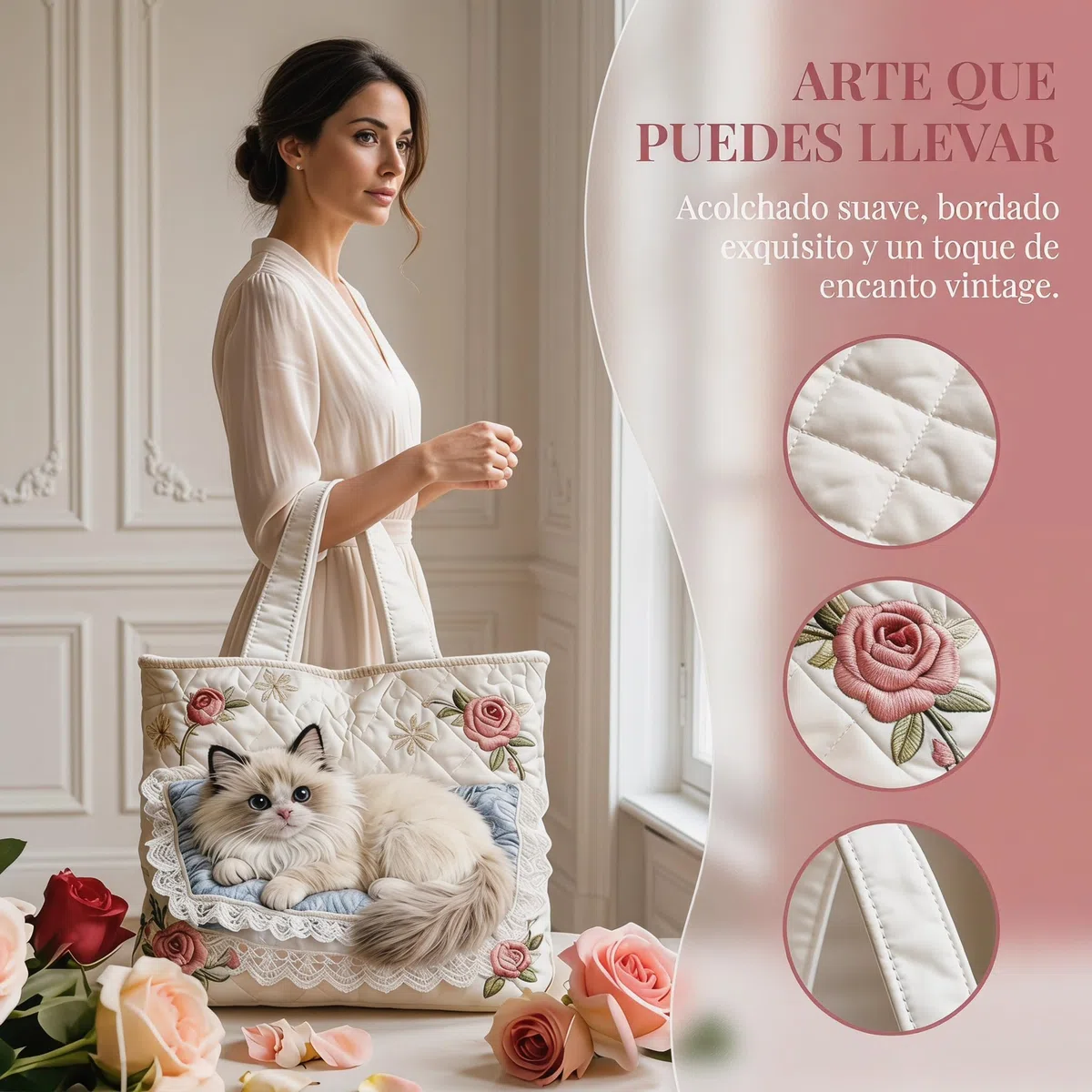 Bolso Mujer Bolsa Mano Tela,Bolsas Tela Serie Estampado Gatos,Diseño Práctico,Bolso Grande,Tela Reutilizable,Uso Playa Trabajo Compras,Regalo Bueno