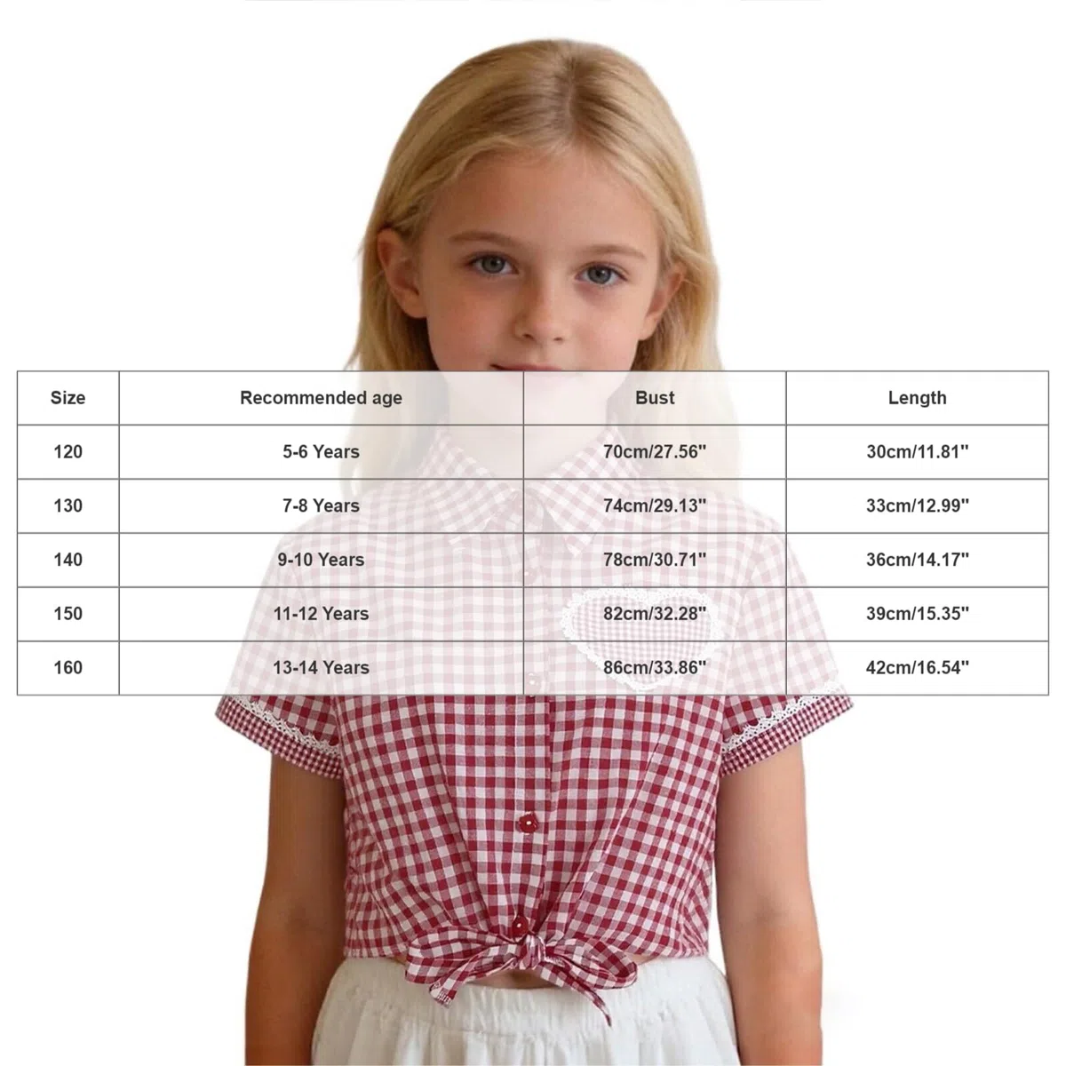 2026 Blusa Tradicional para Niña, Camisa de Manga Corta con Cuadros y Encaje, Diseño y Elegante, Ideal para Fiestas, Eventos Ocasiones Informales, Muy Cómoda de Llevar