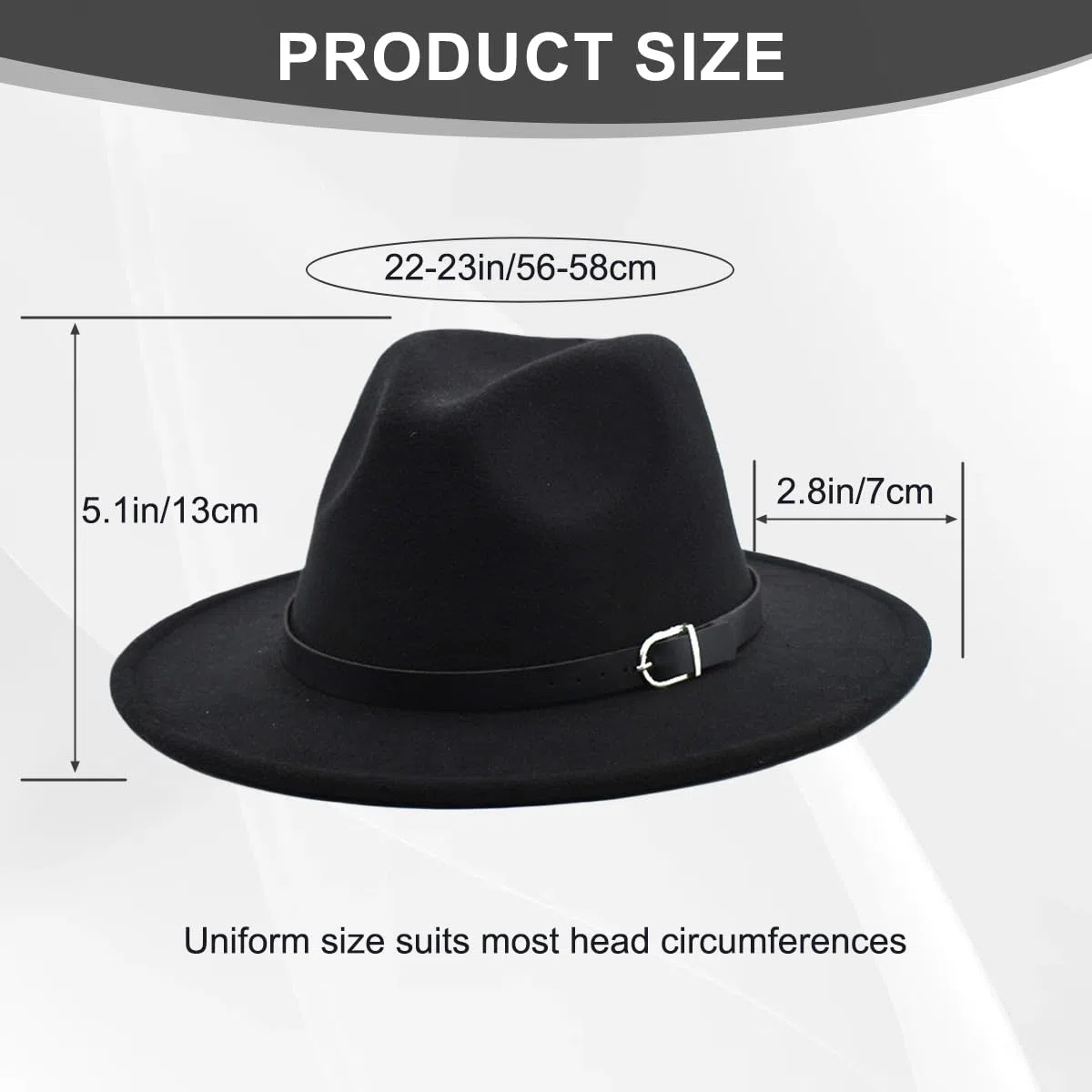 QUUPY Sombrero de mujer retro de ala ancha Floppy Panamá Fedora Casual Elegante Cálido Jazz Gorra de Invierno (Negro)