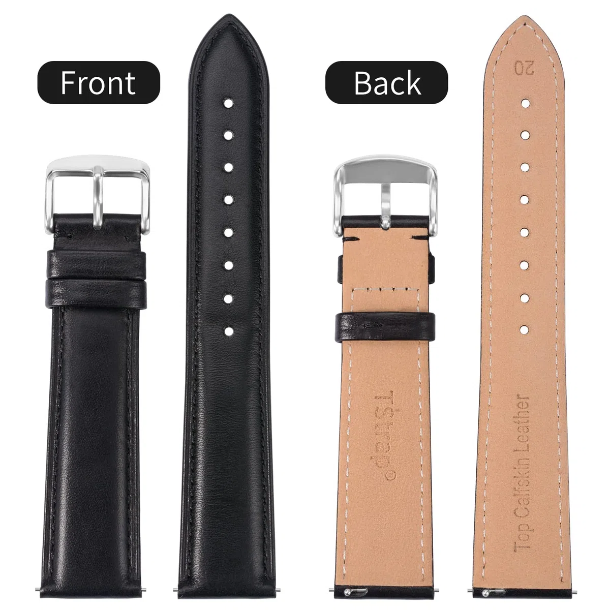 Tstrap Correa Reloj Cuero - Correa Piel - Correa de instalación rápida - Correa de Repuesto Inteligente para Hombres y Mujeres - 14 mm 16 mm 18 mm 19 mm 20 mm 21 mm 22 mm 23 mm 24 mm