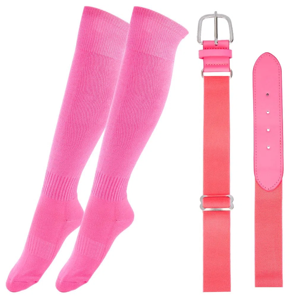 Cinturón Ajustable de Poliéster Y Cuero Sintético para Softbol, con Cierre de Aleación, Conjunto de Cinturón Y Calcetines de Béisbol, Color Sólido, Elástico, para Equipo de Élite